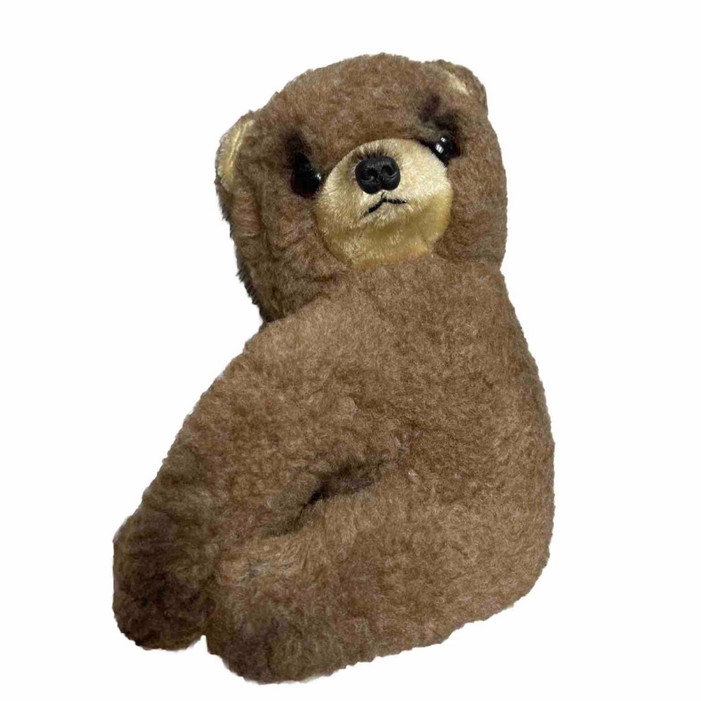 KAMAR Japan Vtg 1968 9” Plush Sloth Stuffed Animal Rare Find Wool plushie Bear